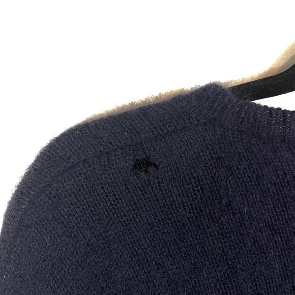 Jenni Kayne Angora Wool Blend Striped Crew Neck Sweater Dark Navy Green Size S - Picture 3 of 8